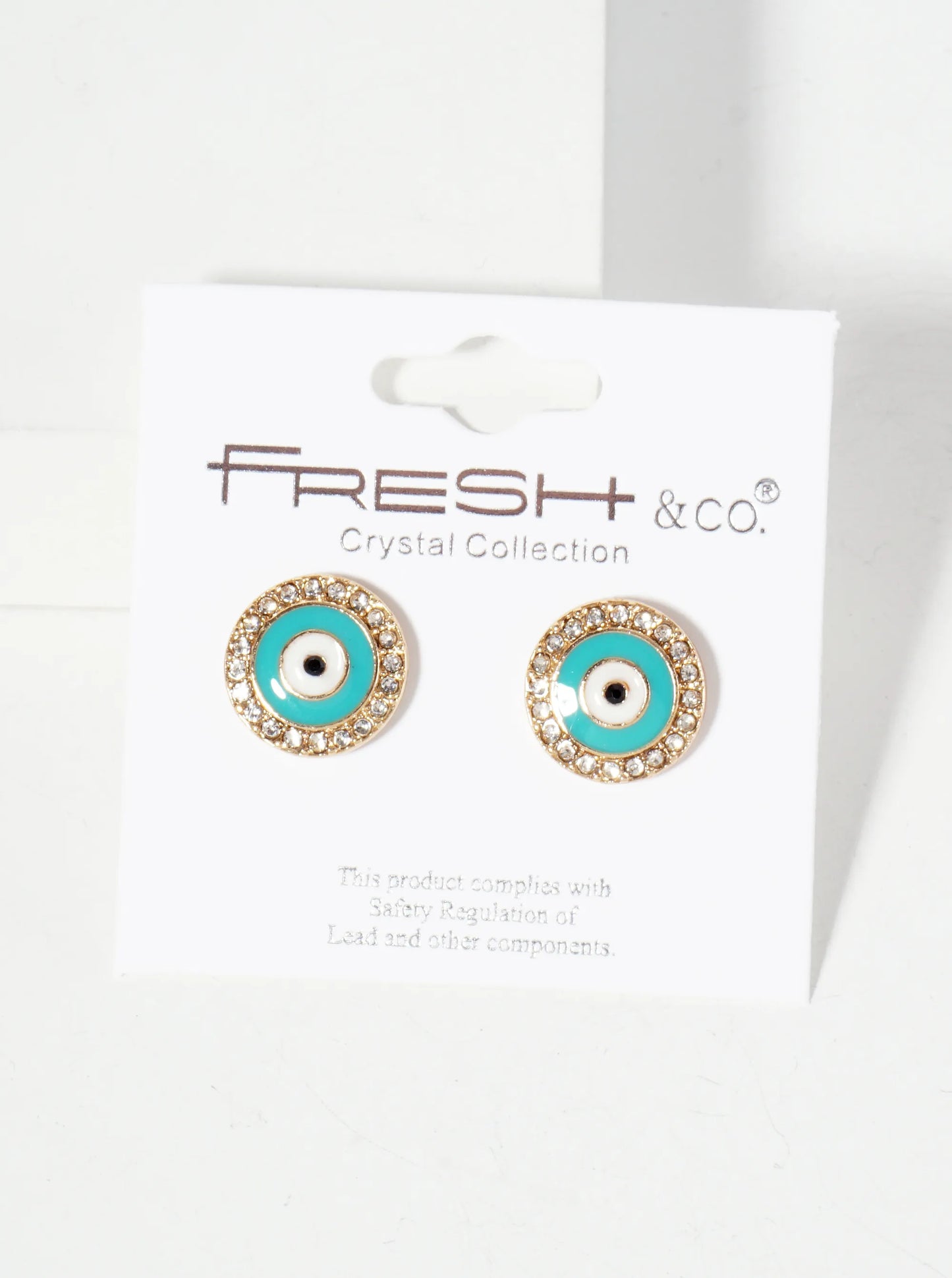 Spiritual-Theme Crystal-Pave 13mm Evil-Eye Stud Earrings