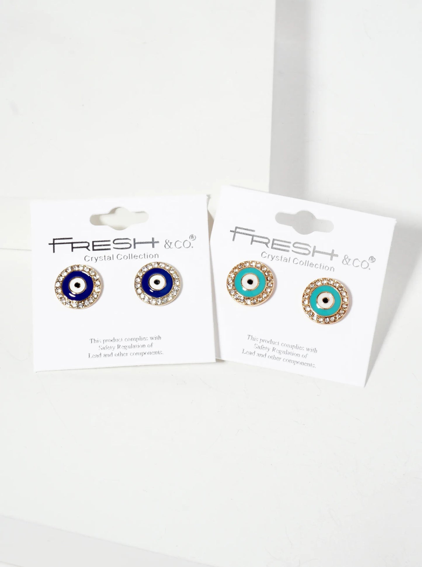 Spiritual-Theme Crystal-Pave 13mm Evil-Eye Stud Earrings
