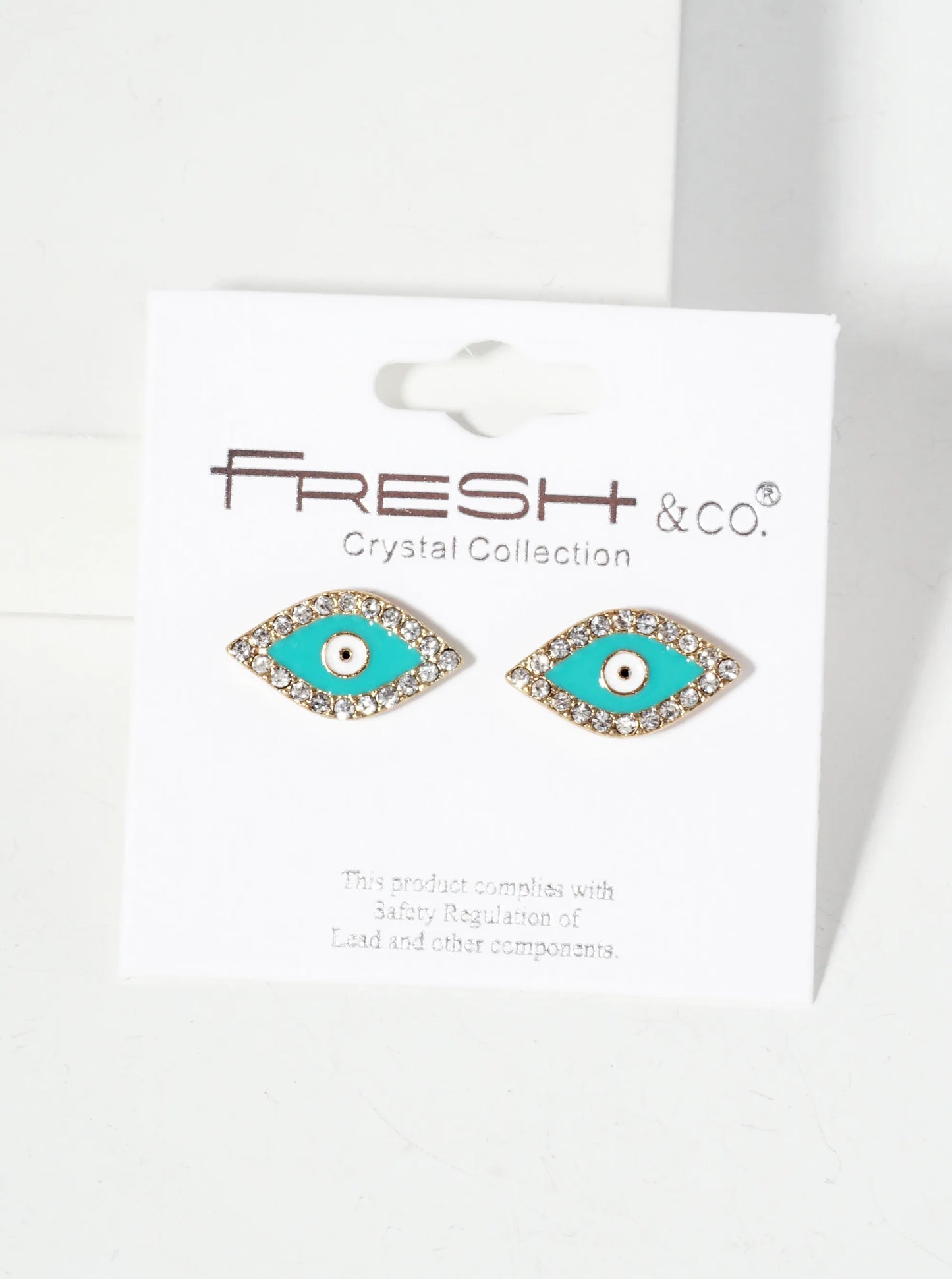 Spiritual-Theme Crystal-Pave 13mm Evil-Eye Stud Earrings