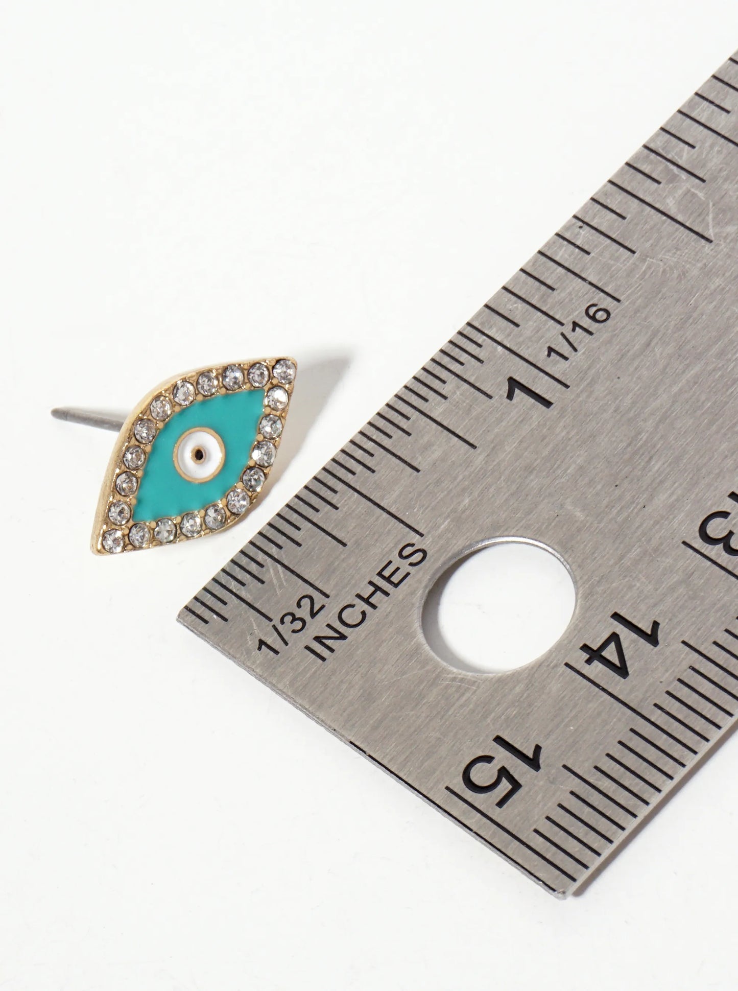 Spiritual-Theme Crystal-Pave 13mm Evil-Eye Stud Earrings