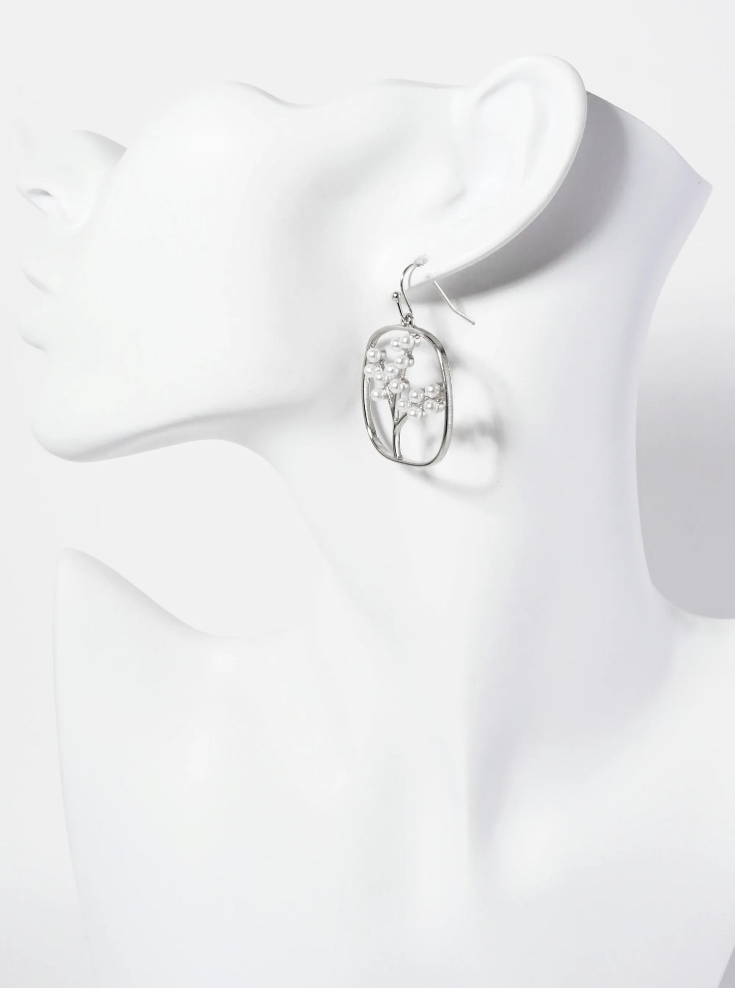 Spiritual-Theme Pearl-Beaded Tree-of-Life Square Drop Earrings