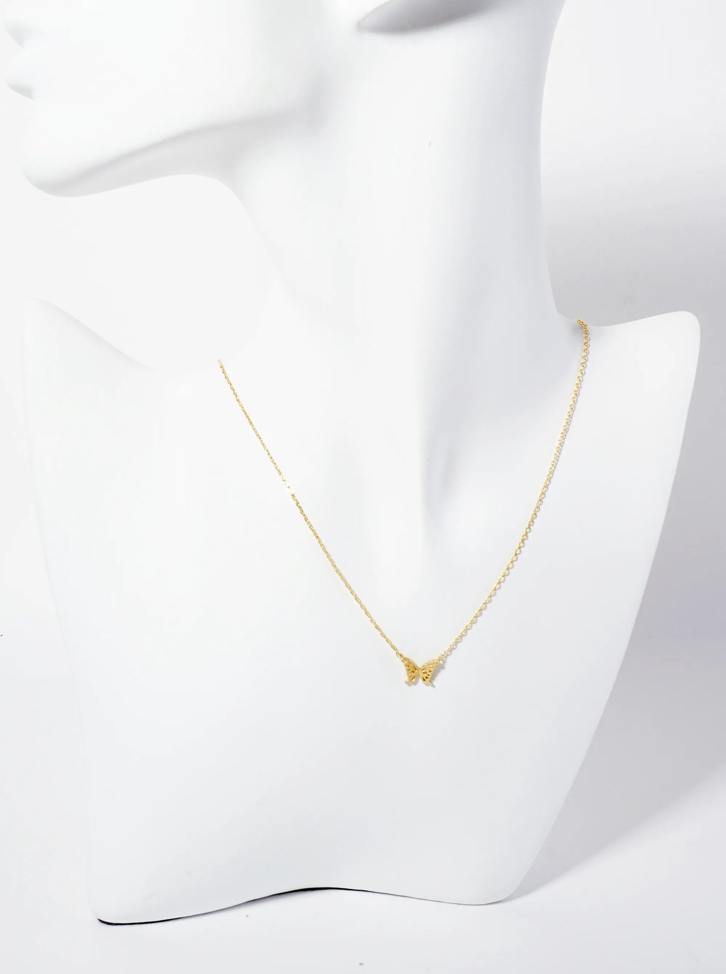 Spiritual-theme 18K-Gold-Dipped Brushed-Texture Butterfly Pendant Necklace