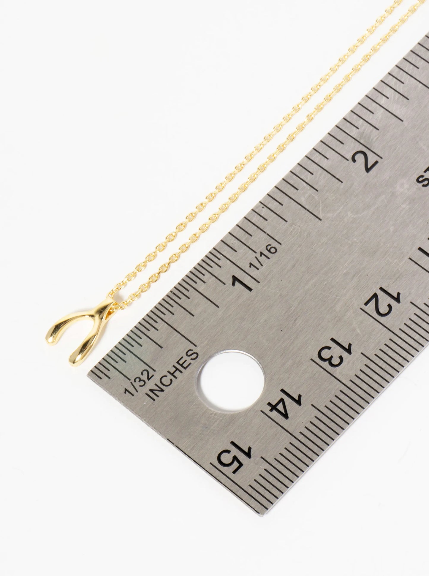 Spiritual-theme 18K-Gold-Dipped Polished 11mm Wishbone Pendant Necklace