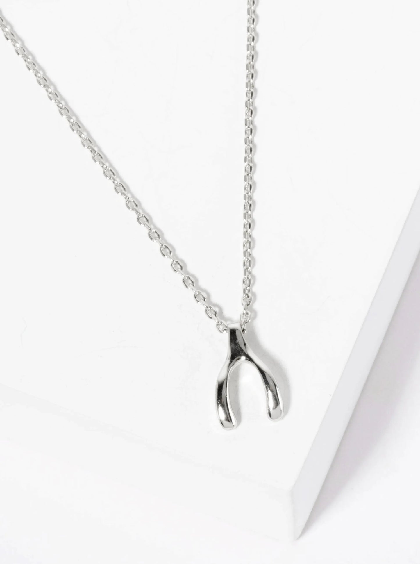 Spiritual-theme 18K-Gold-Dipped Polished 11mm Wishbone Pendant Necklace