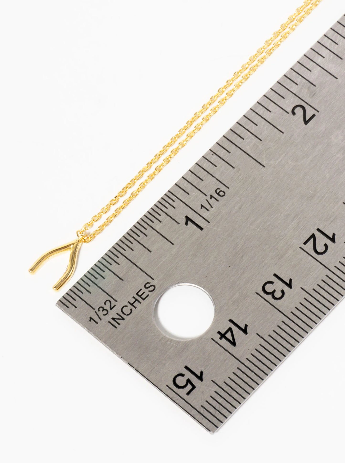 Spiritual-theme 18K-Gold-Dipped Polished 9mm Wishbone Pendant Necklace
