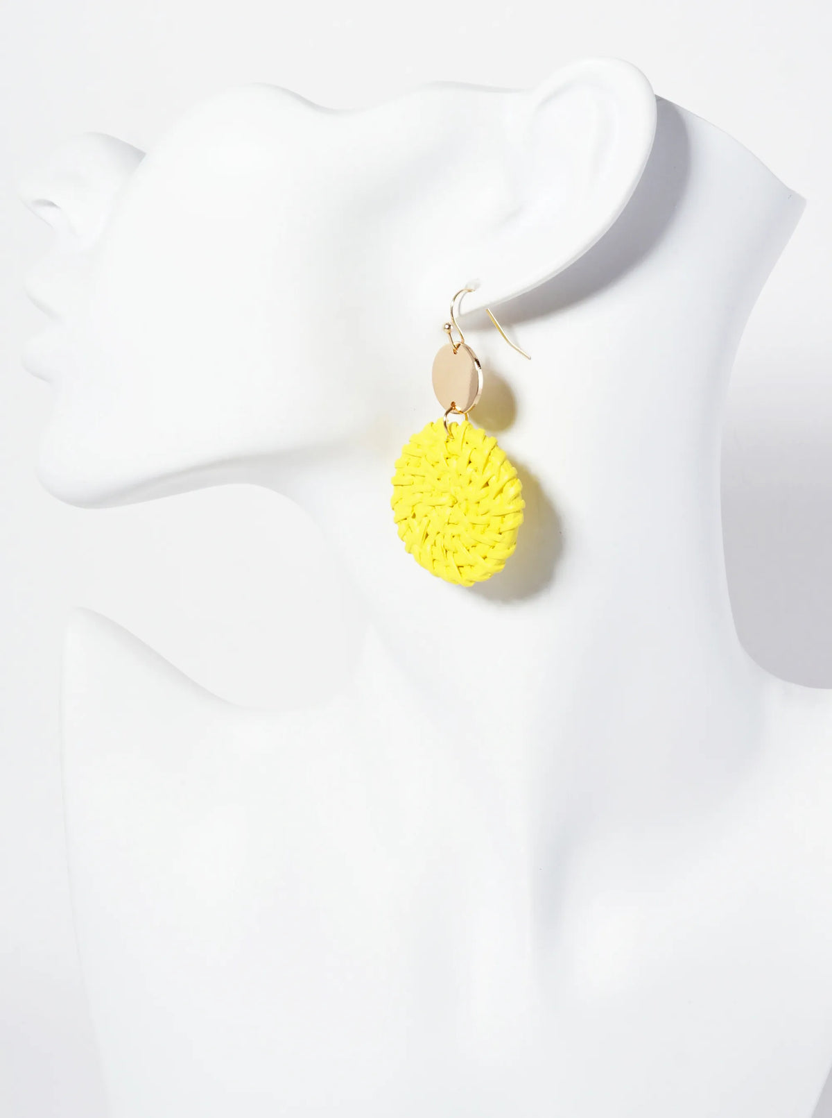 Spring-Colored Dyed Rattan Circle Drop Earrings