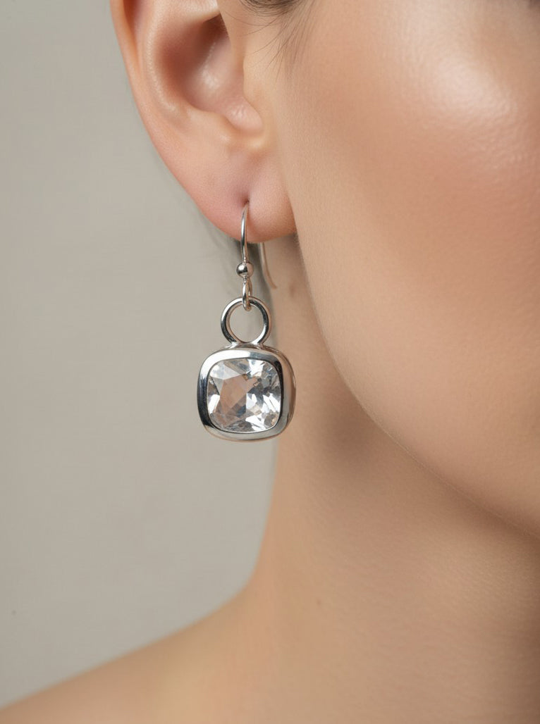 Square Crystal Dangle Earrings