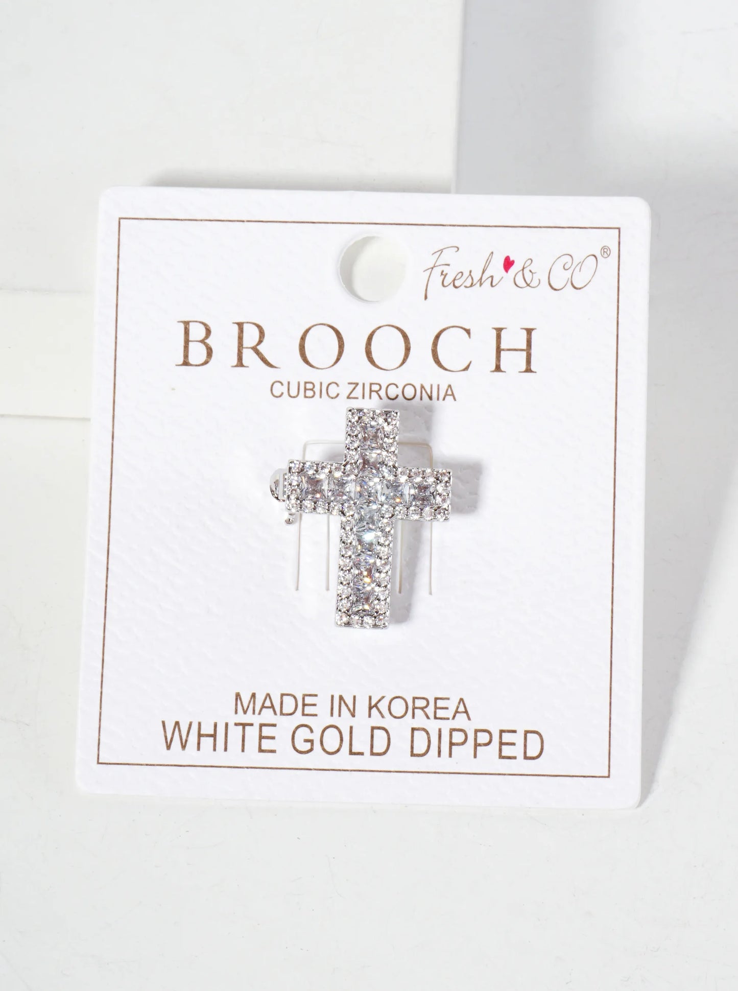 Square Cubic-Zirconia Stones Pave-Set 16mm 18K-Gold-Dipped Brooch