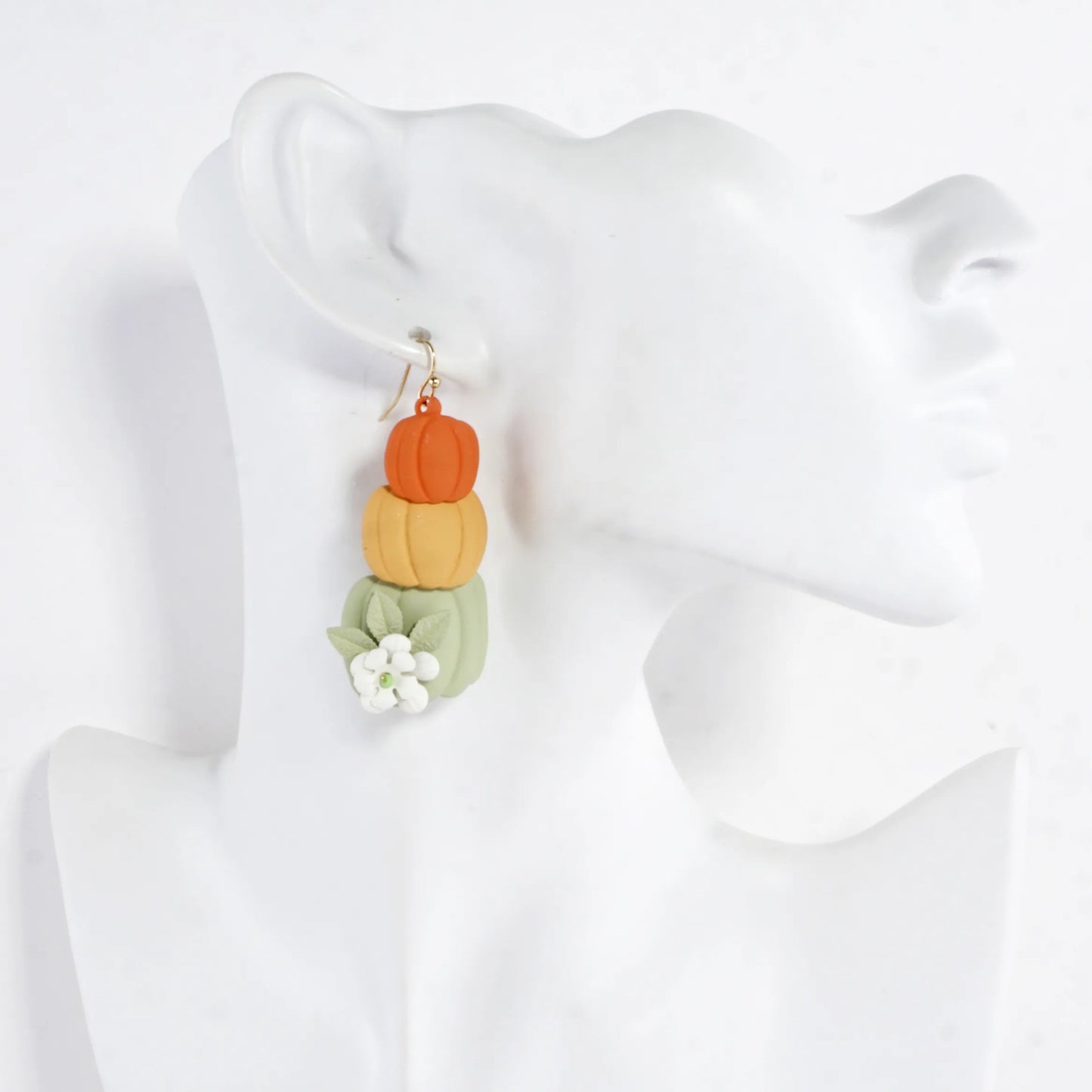 Stacked Pumpkins Enamel Flower Drop Earrings
