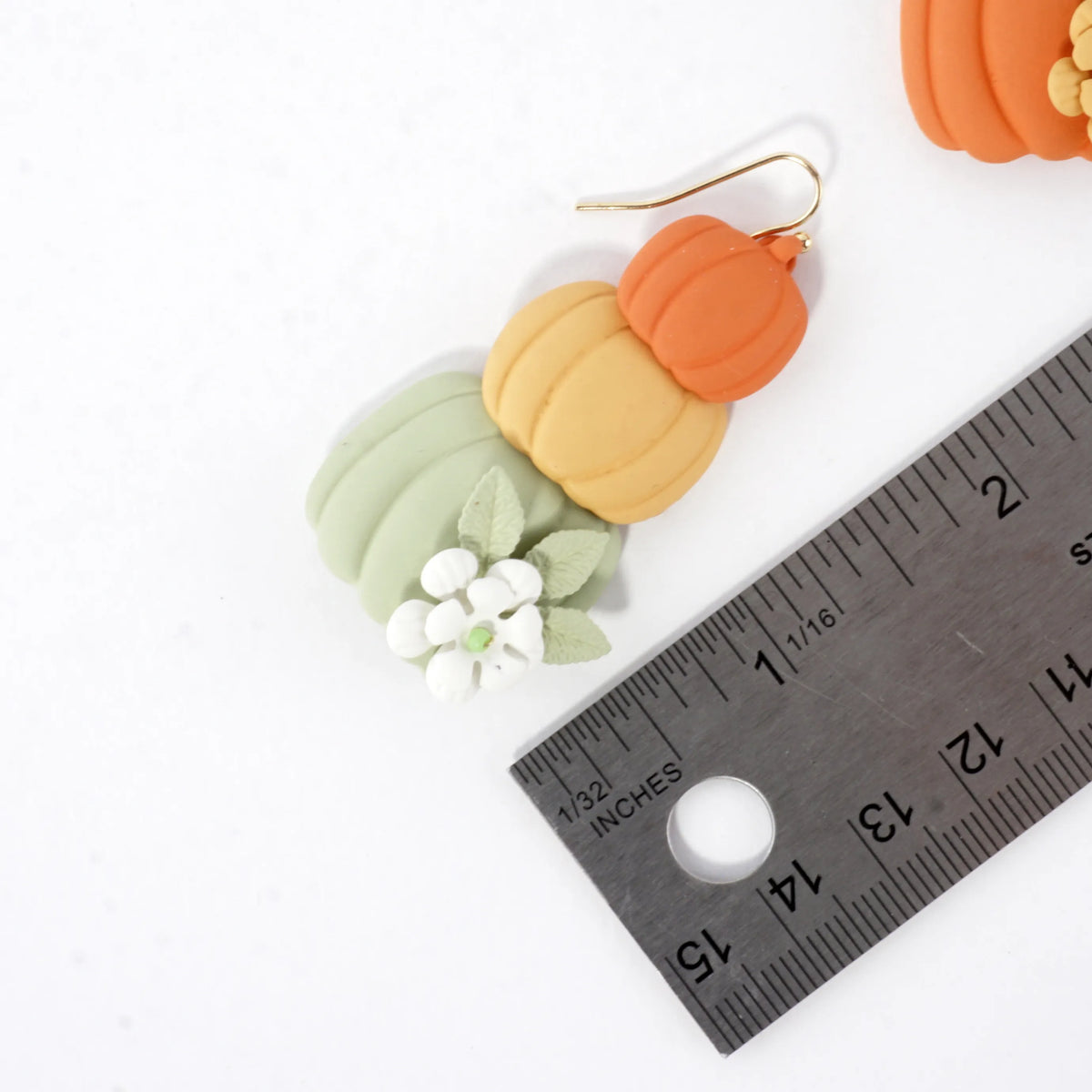 Stacked Pumpkins Enamel Flower Drop Earrings