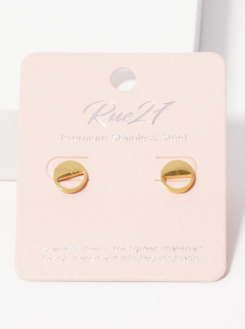 Stainless Steel Semi Circle Stud Earrings