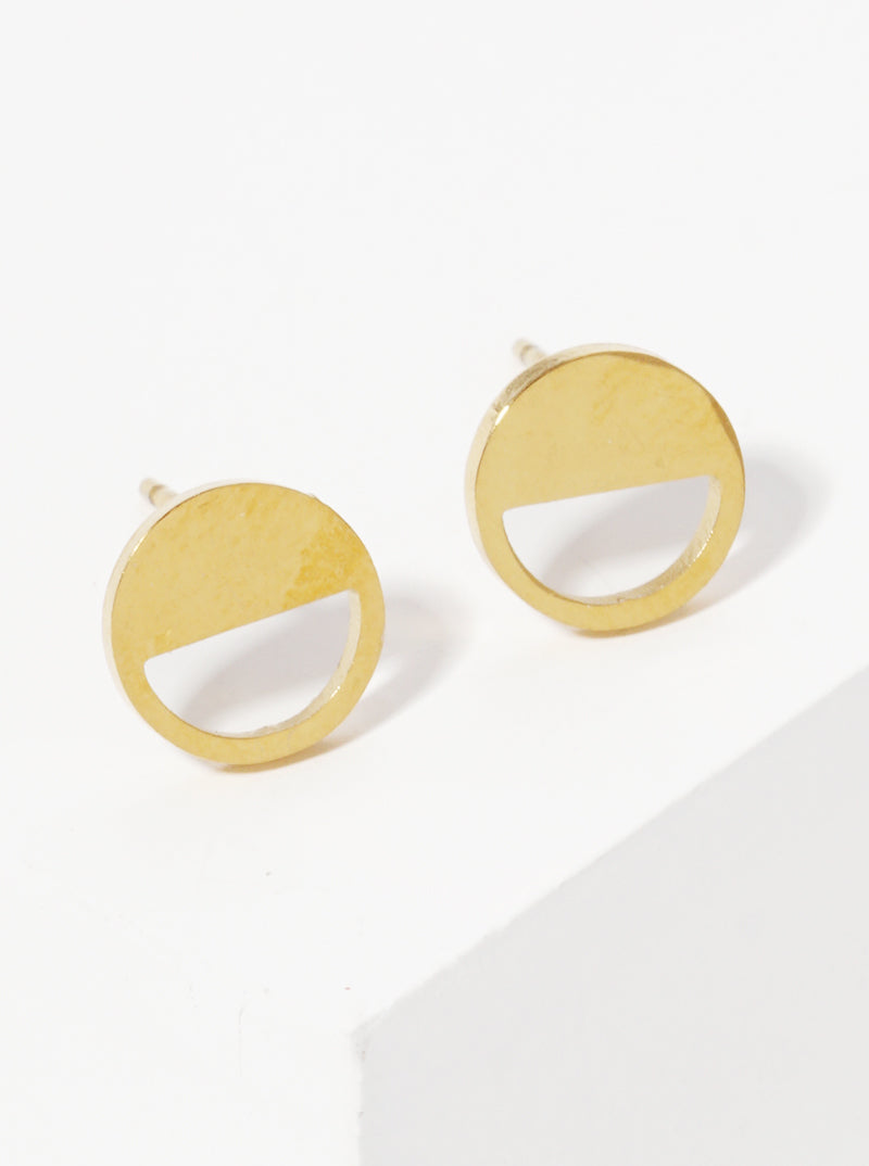 Stainless Steel Semi Circle Stud Earrings