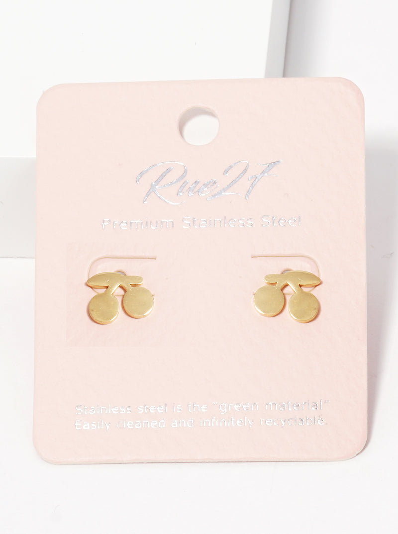Stainless-steel Cherry Stud Earrings