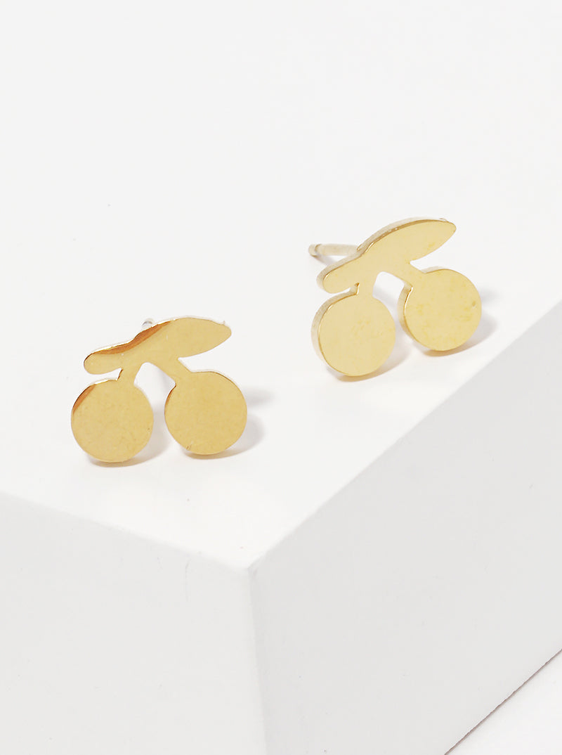 Stainless-steel Cherry Stud Earrings