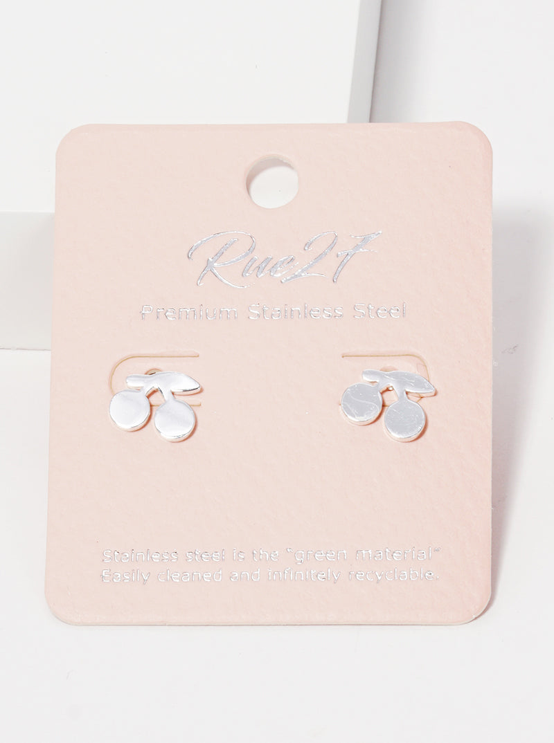 Stainless-steel Cherry Stud Earrings
