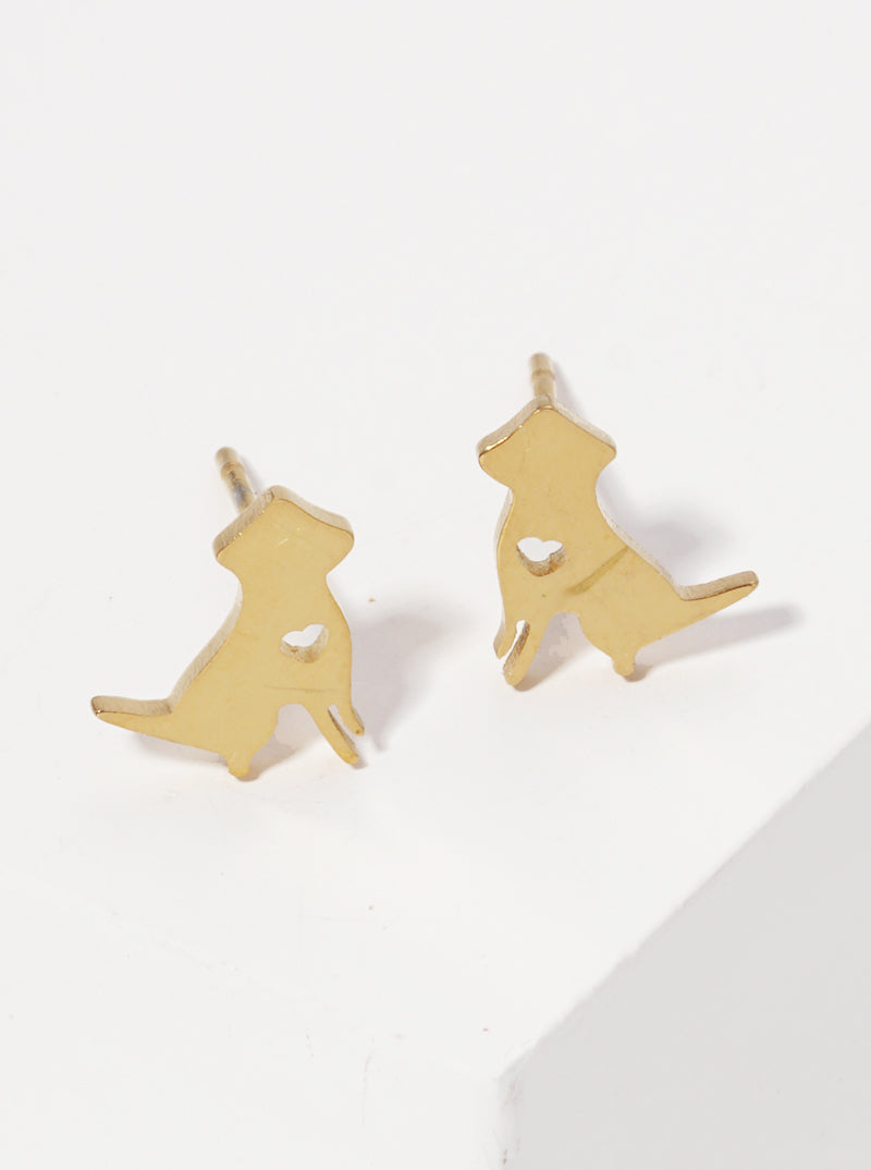 Stainless Steel Dog Animal Stud Earrings