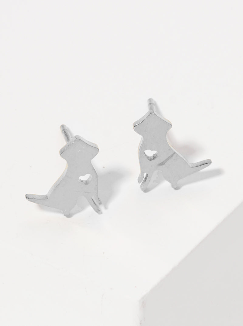 Stainless Steel Dog Animal Stud Earrings