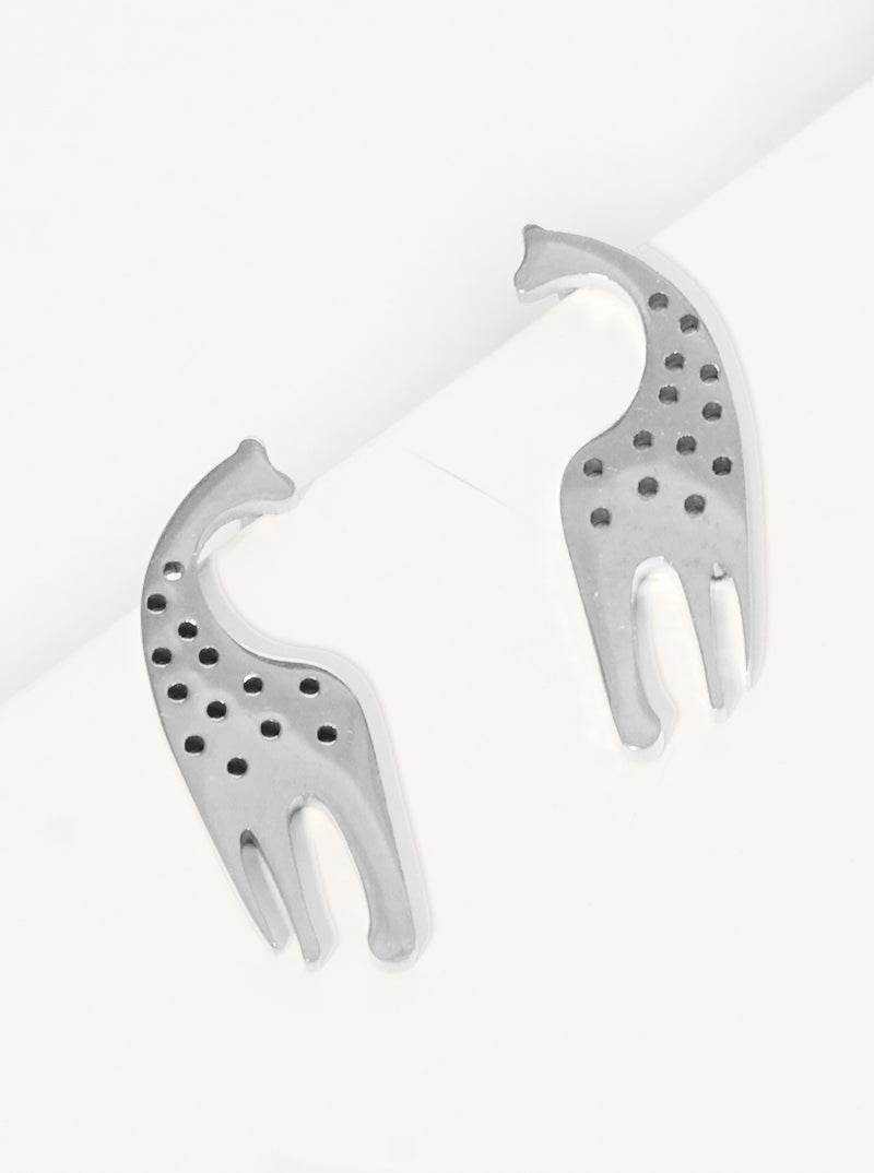 Stainless Steel Giraffe Animal Stud Earrings