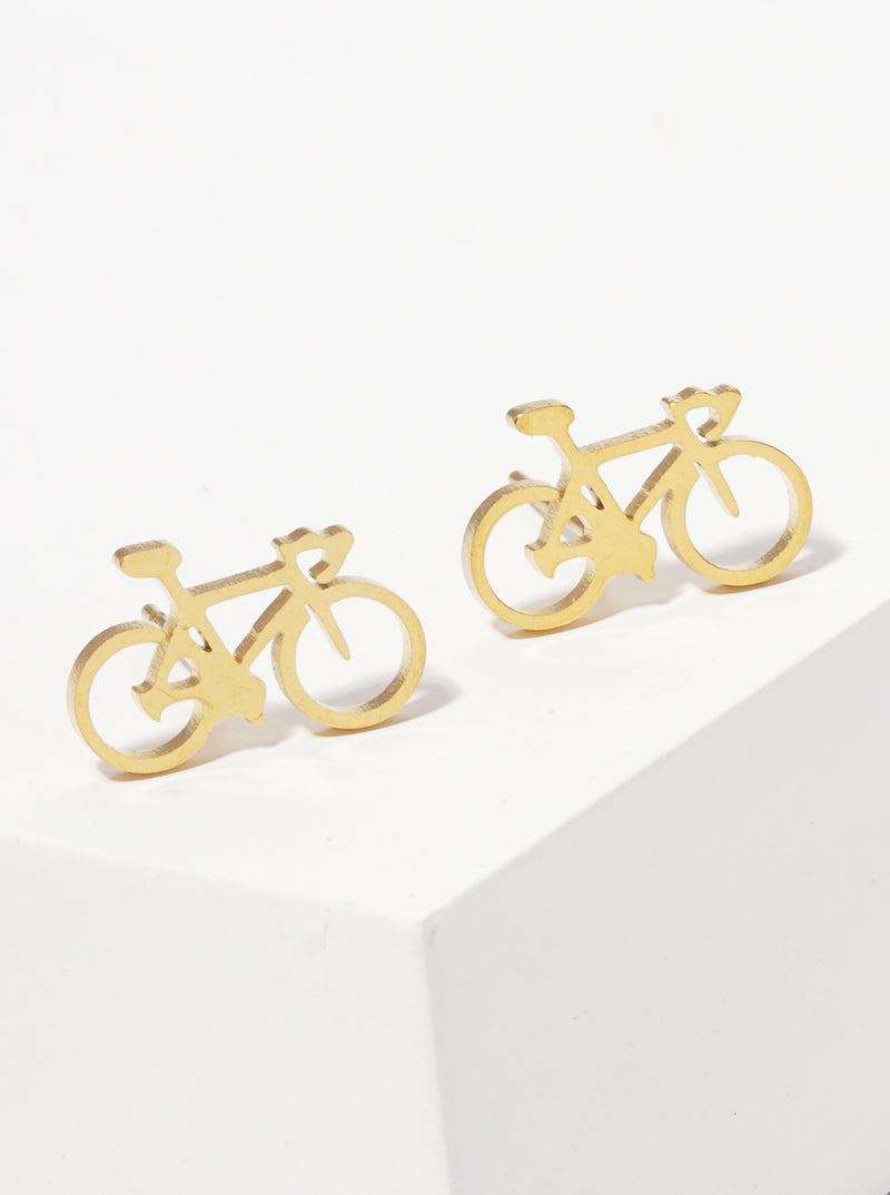 Stainless Steel Bike Shape Stud Earrings