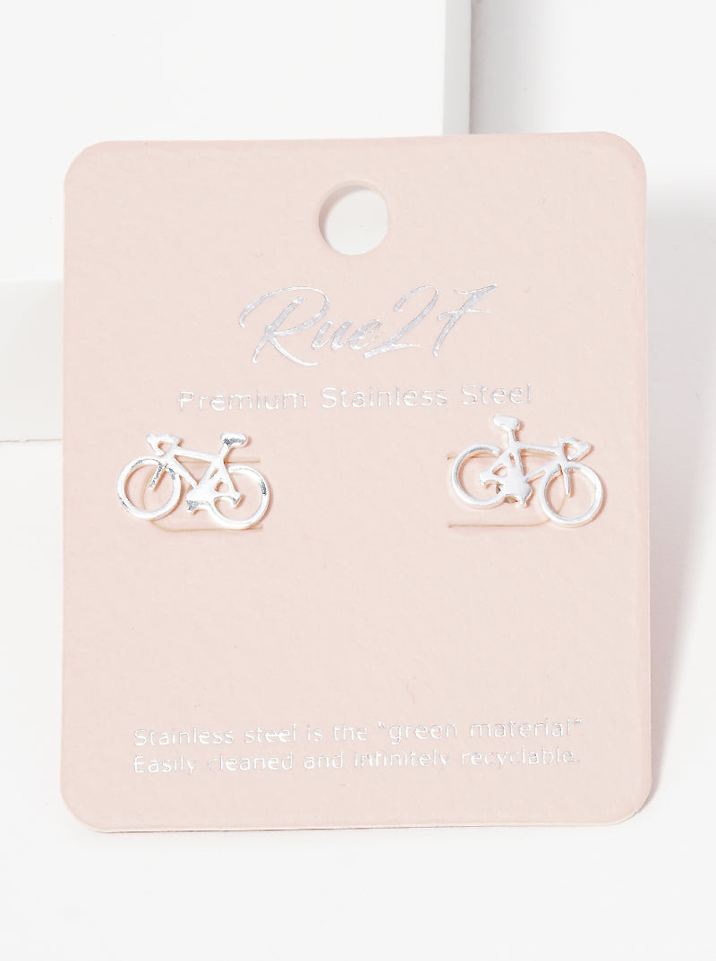 Stainless Steel Bike Shape Stud Earrings