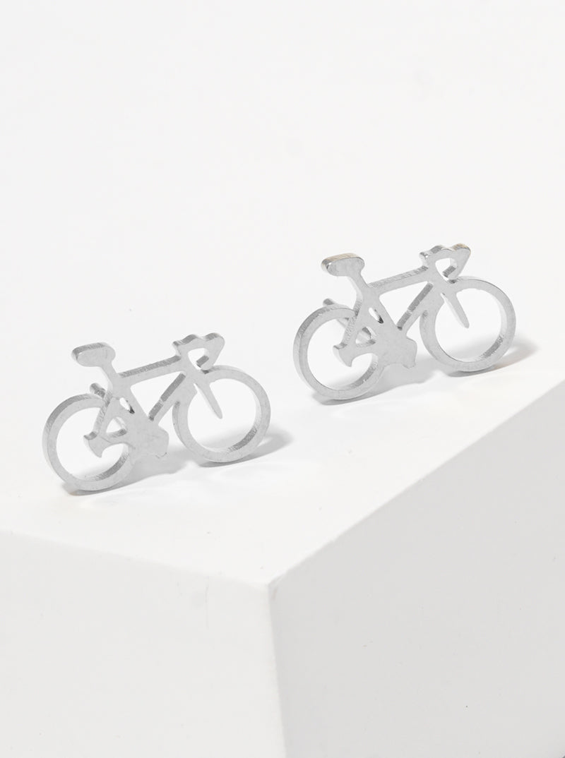 Stainless Steel Bike Shape Stud Earrings