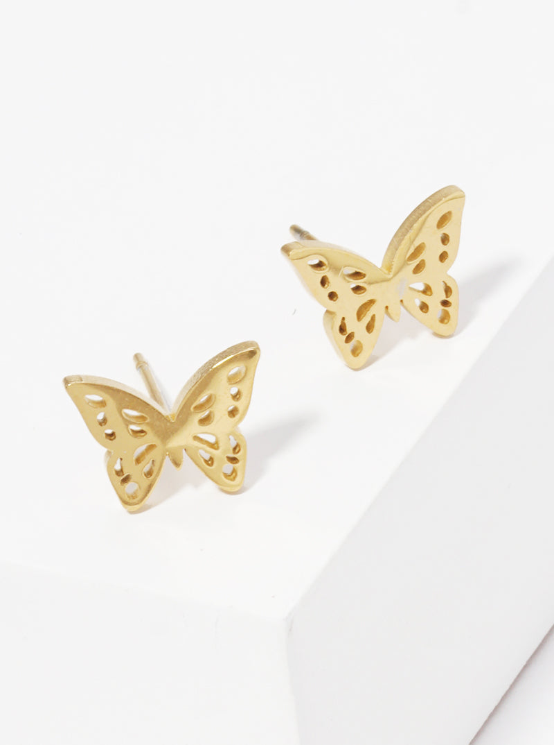 Stainless Steel Butterfly Cutout Stud Earrings