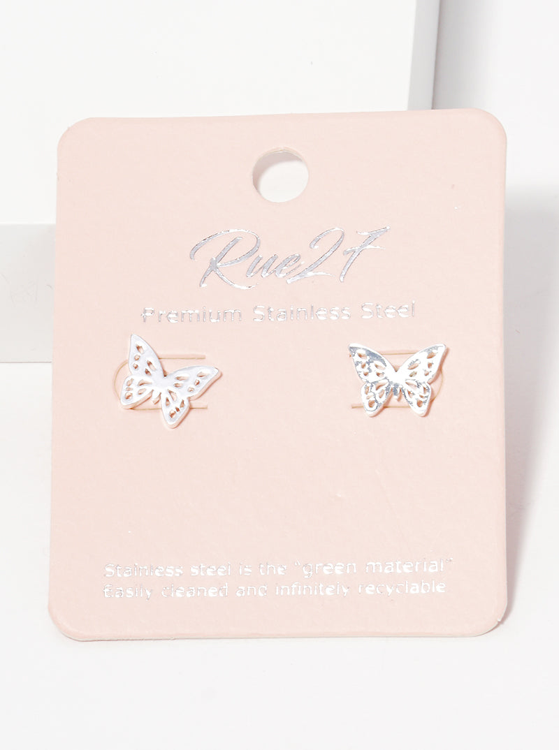 Stainless Steel Butterfly Cutout Stud Earrings