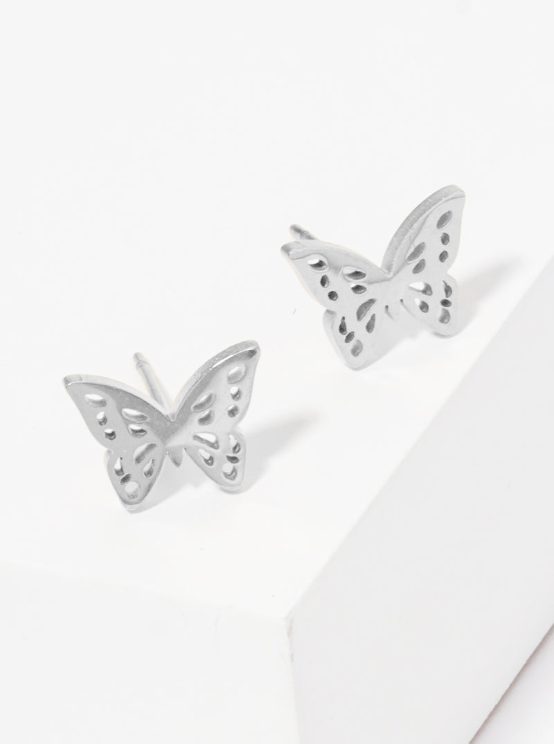 Stainless Steel Butterfly Cutout Stud Earrings