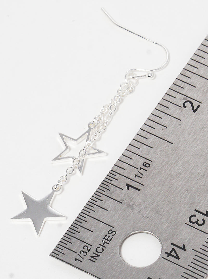 Stainless Steel Celestial Stars Chain Drop Earrings
