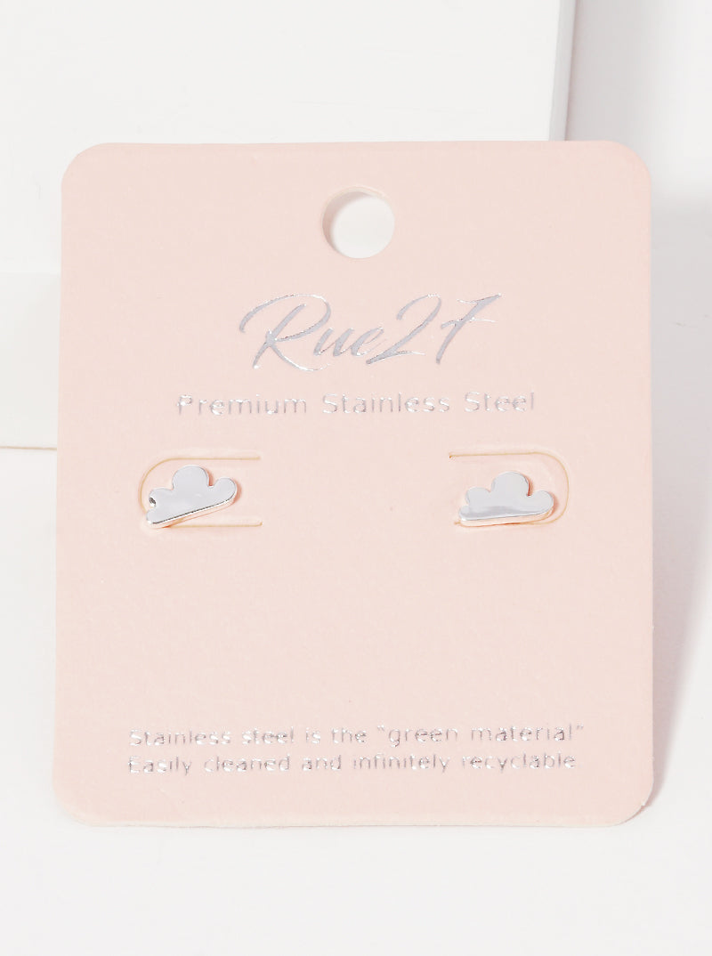 Stainless Steel Cloud Stud Earrings