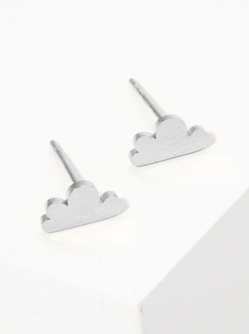 Stainless Steel Cloud Stud Earrings