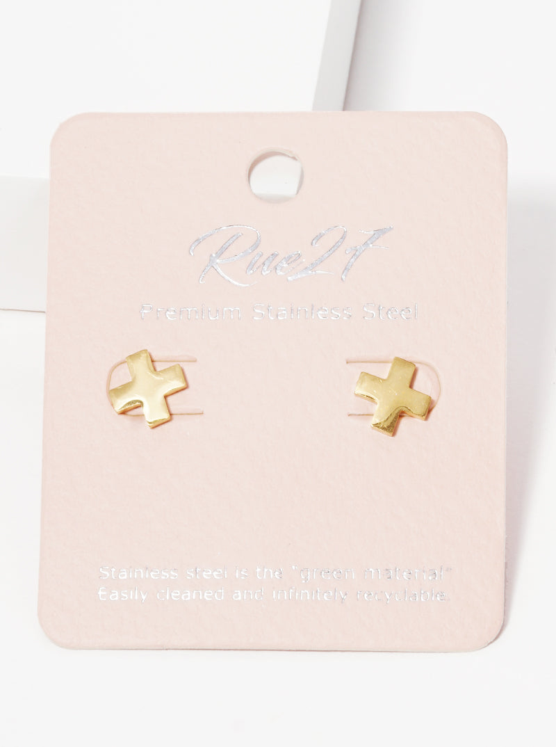 Stainless Steel Cross Stud Earrings