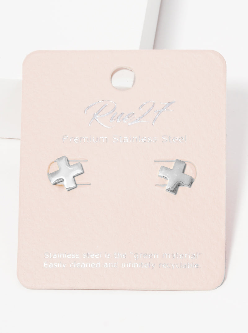 Stainless Steel Cross Stud Earrings