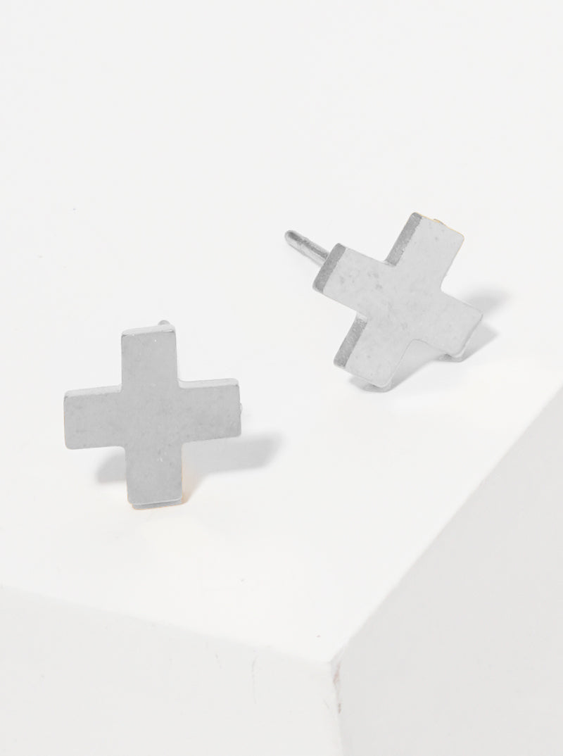 Stainless Steel Cross Stud Earrings