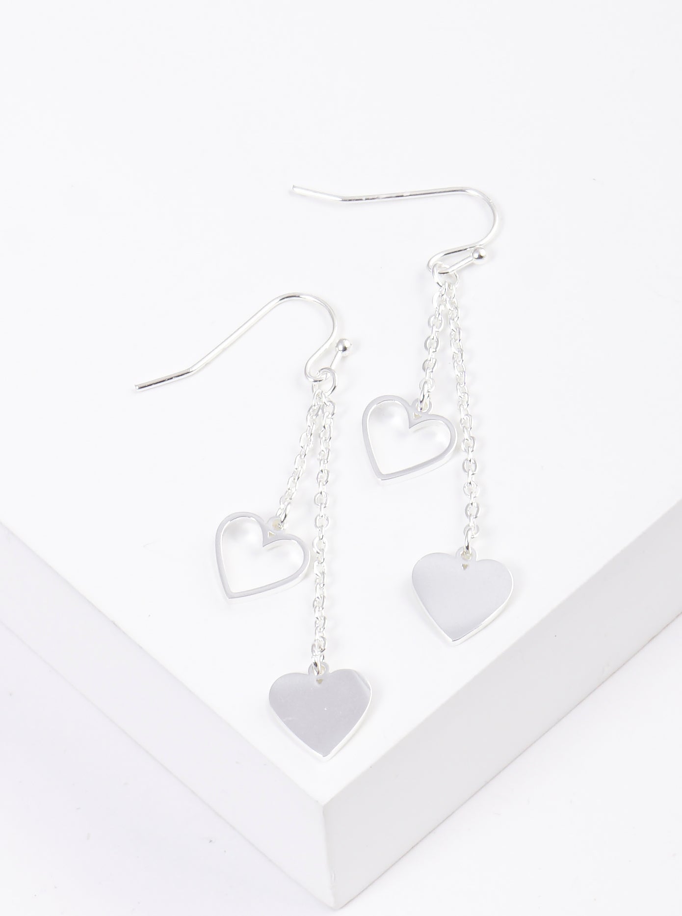 Stainless Steel Heart Drop Earrings
