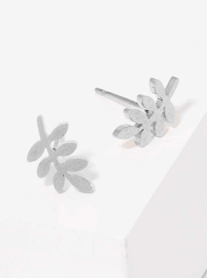 Stainless Steel Leaf Stud Earrings