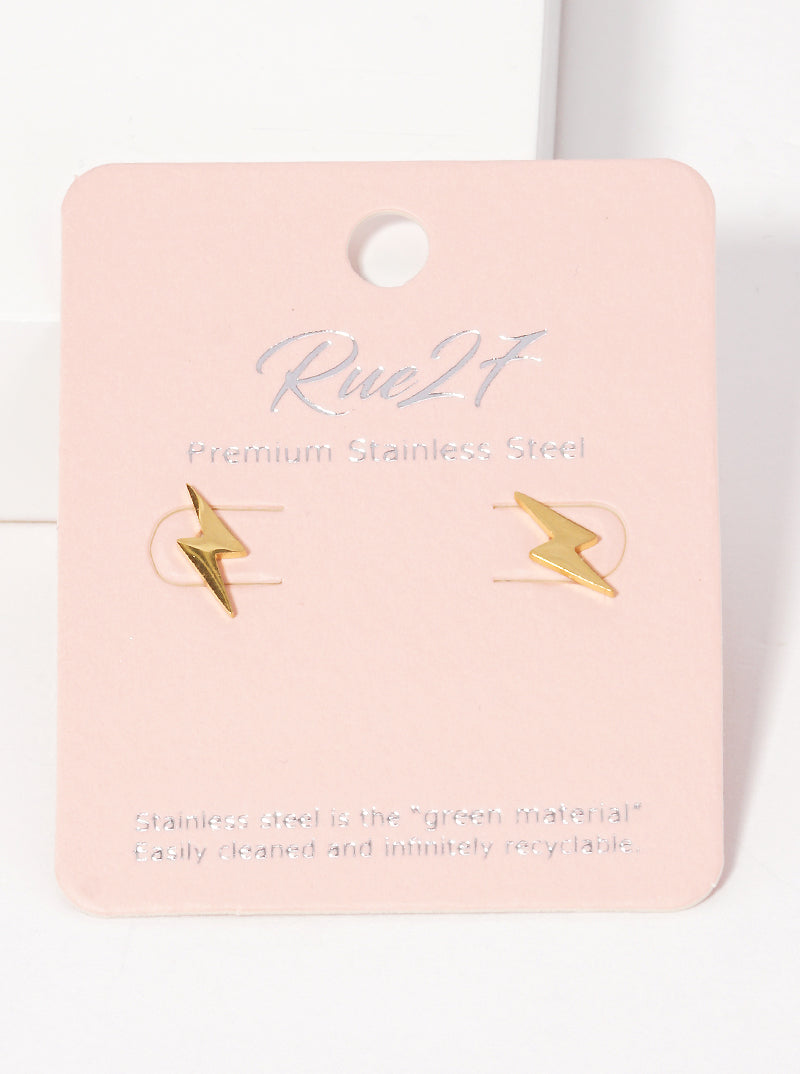Stainless Steel Light High Voltage Sign Stud Earrings
