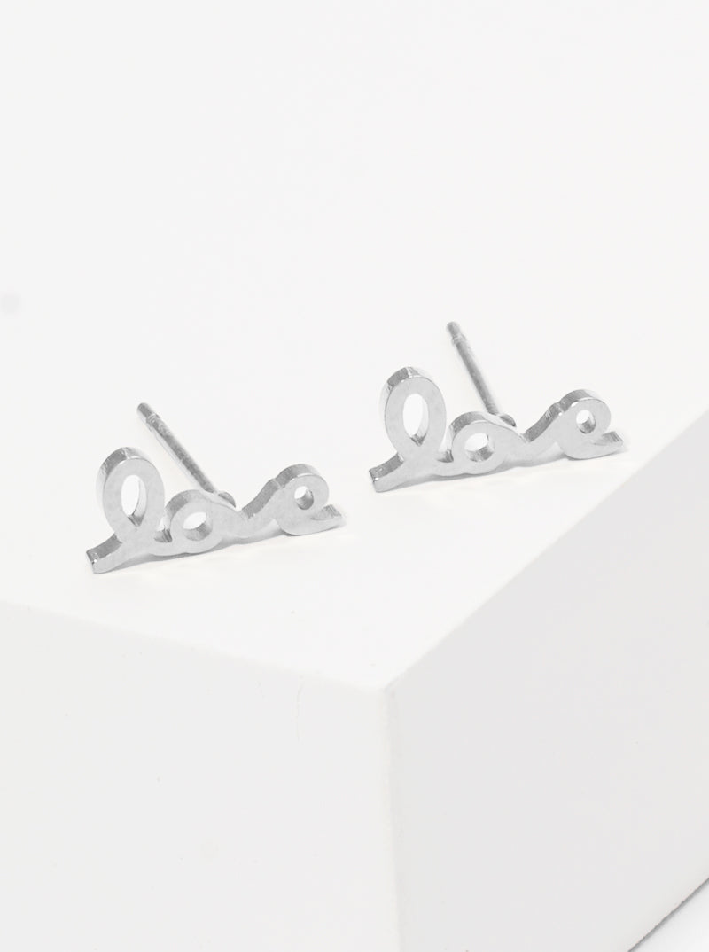 Stainless Steel Love Stud Earrings
