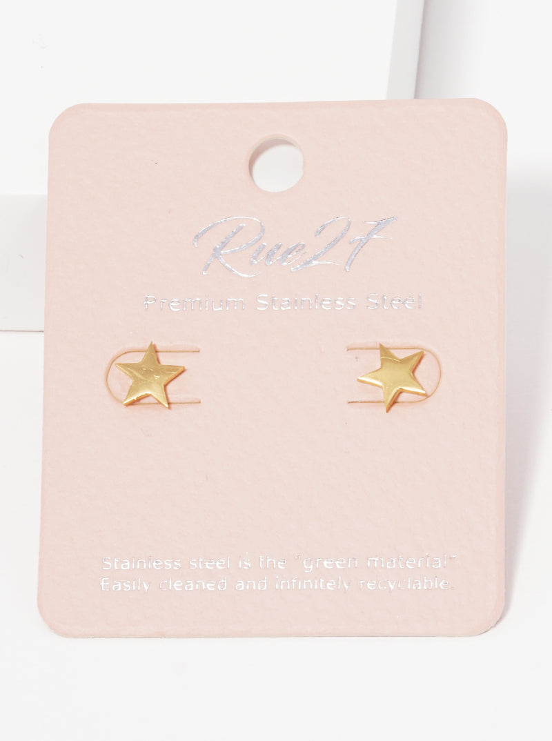 Stainless Steel Star Stud Earrings