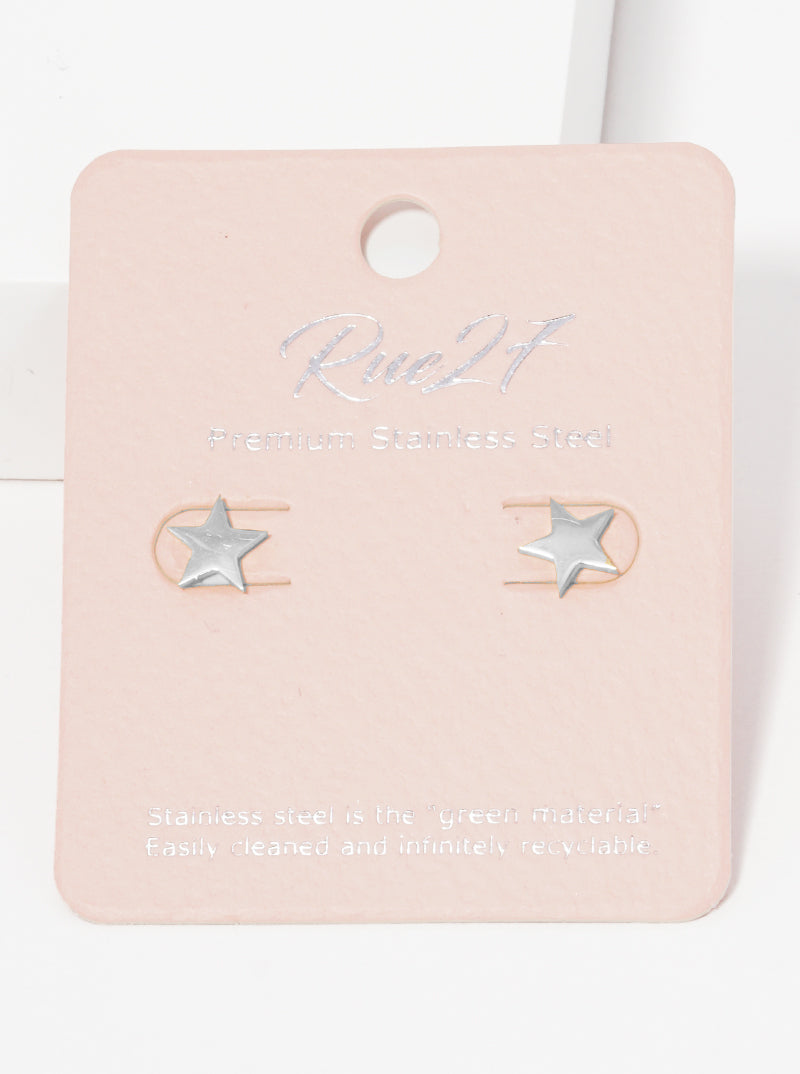 Stainless Steel Star Stud Earrings