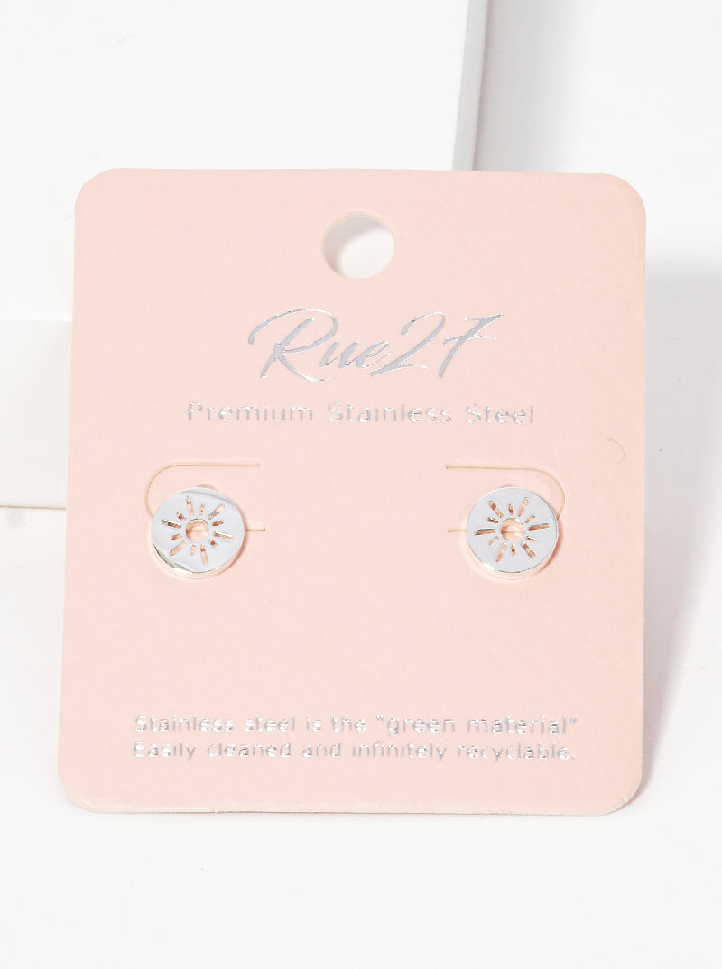 Stainless Steel Sun Cutout Stud Earrings