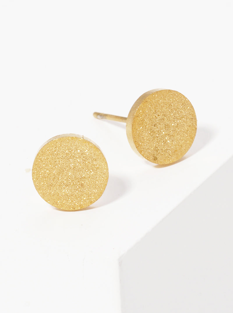 Stainless Steel Textured Round Stud Earrings