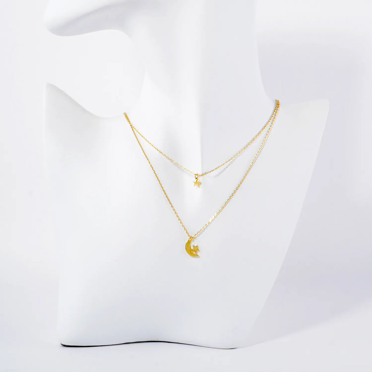 Star Moon Pendant 18K-Gold-Dipped Celestial Layered Necklace