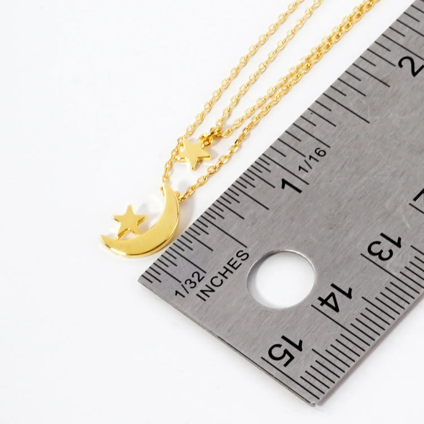 Star Moon Pendant 18K-Gold-Dipped Celestial Layered Necklace