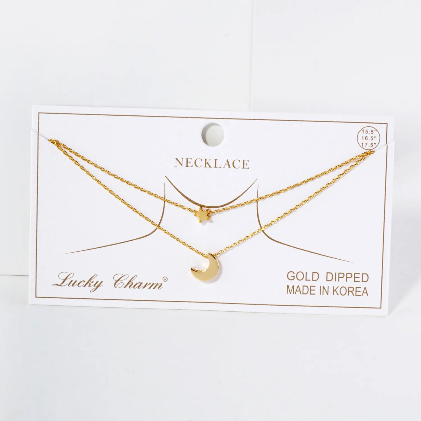 Star Moon Pendant 18K-Gold-Dipped Celestial Layered Necklace