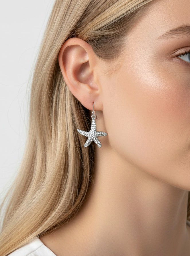 Starfish Crystal Pave Dangle Earrings