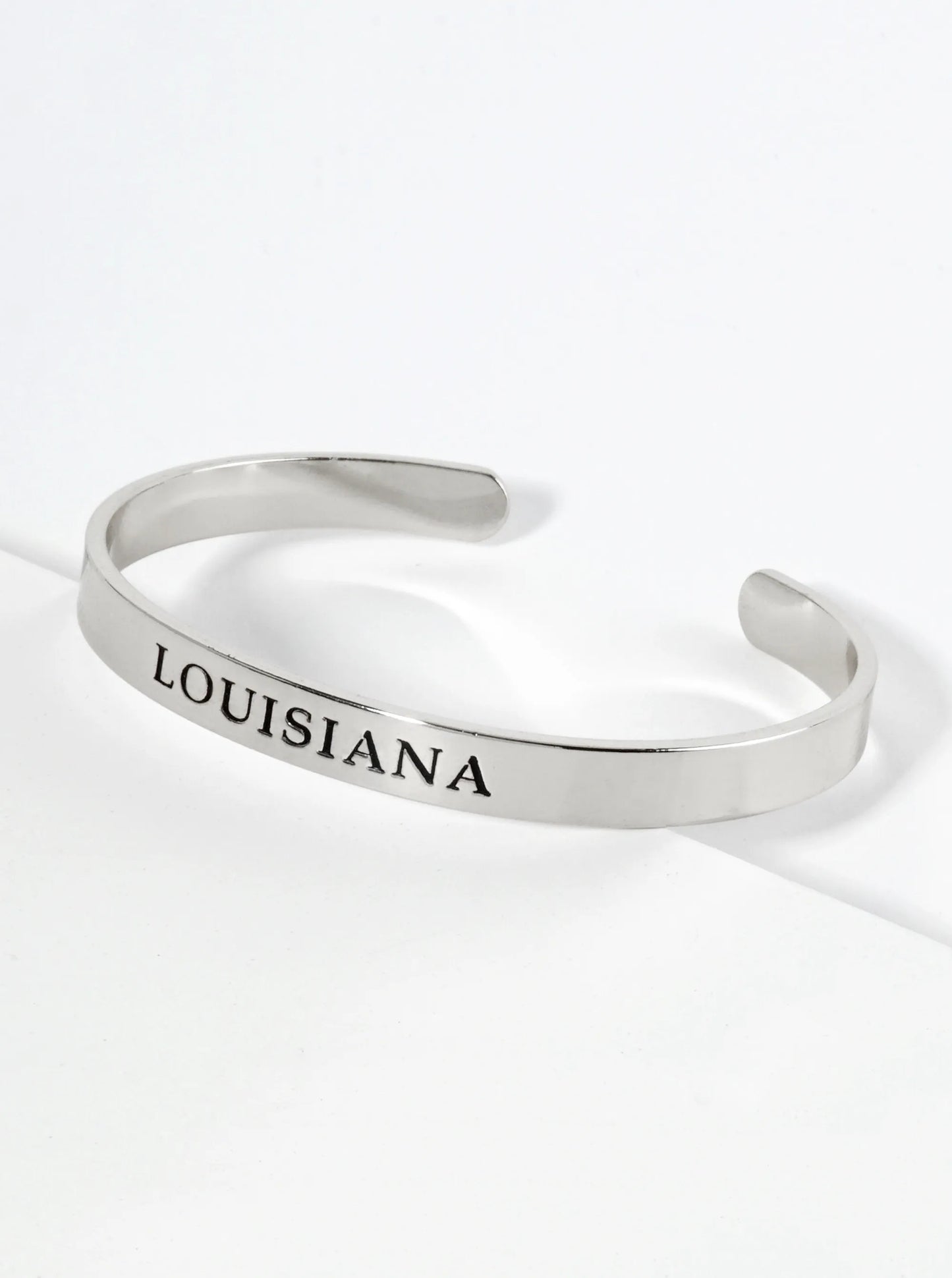 States Engraved 18K Gold Dipped Open Cuff Bangle Bracelet