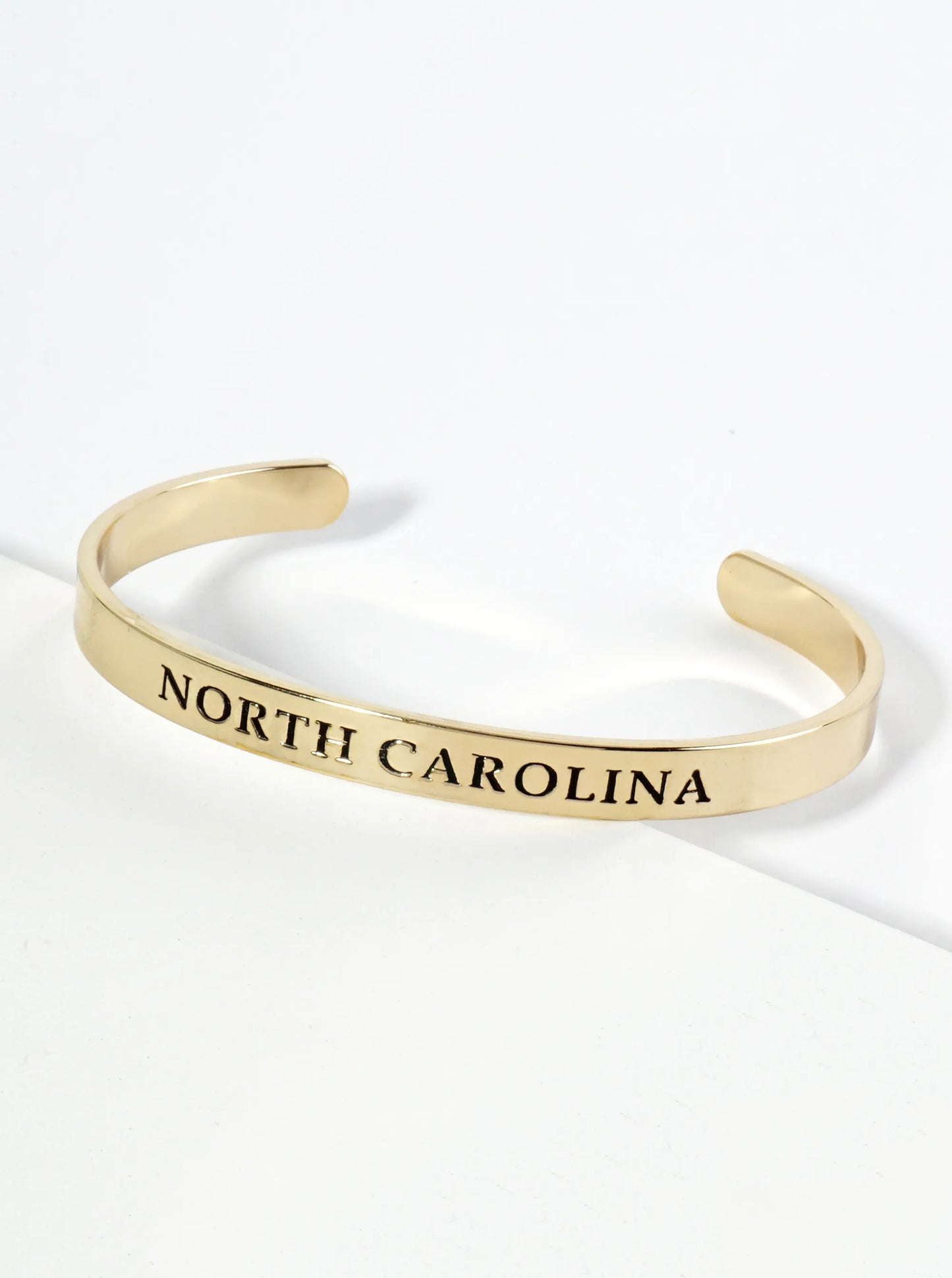 States Engraved 18K Gold Dipped Open Cuff Bangle Bracelet
