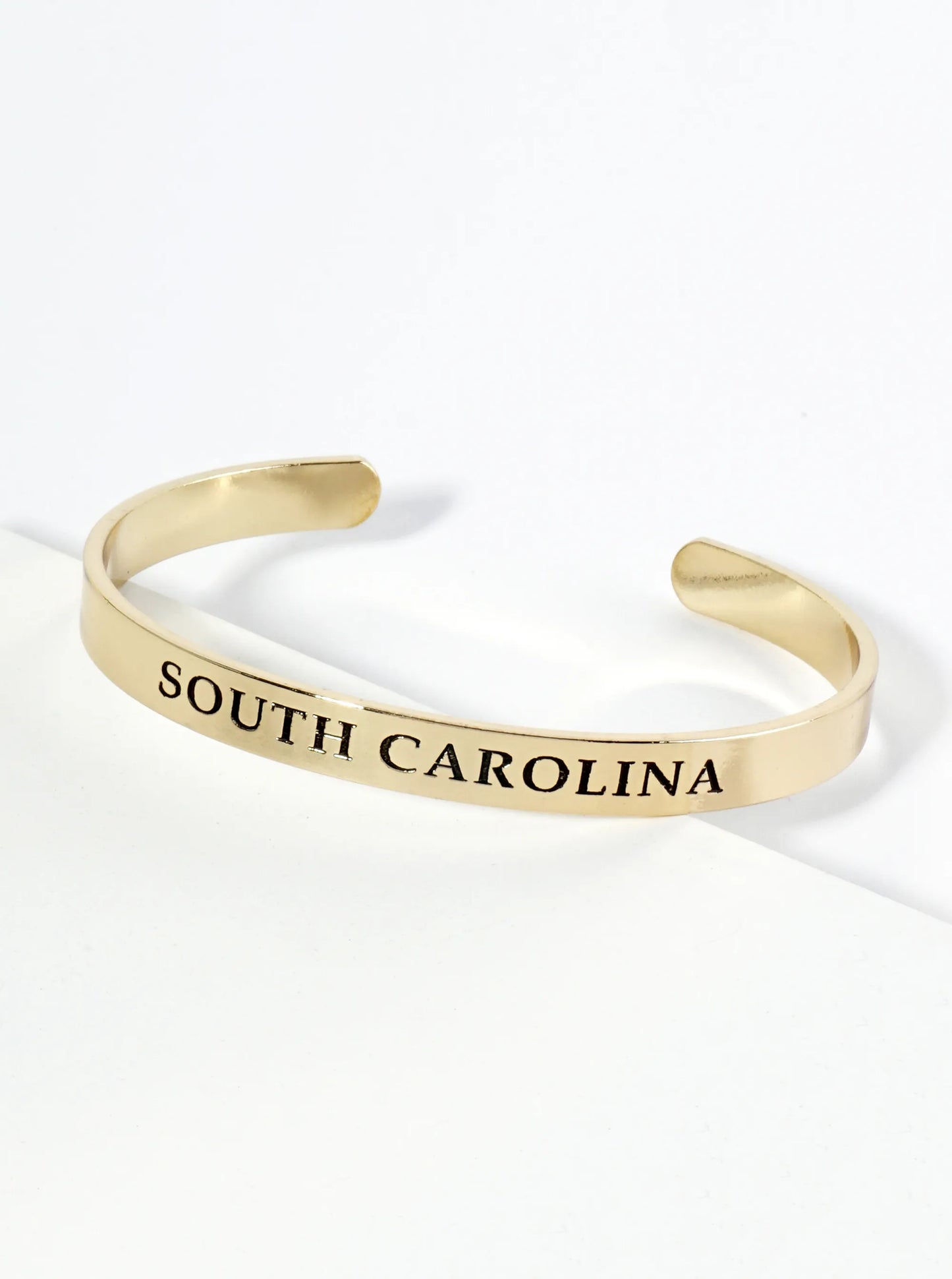 States Engraved 18K Gold Dipped Open Cuff Bangle Bracelet