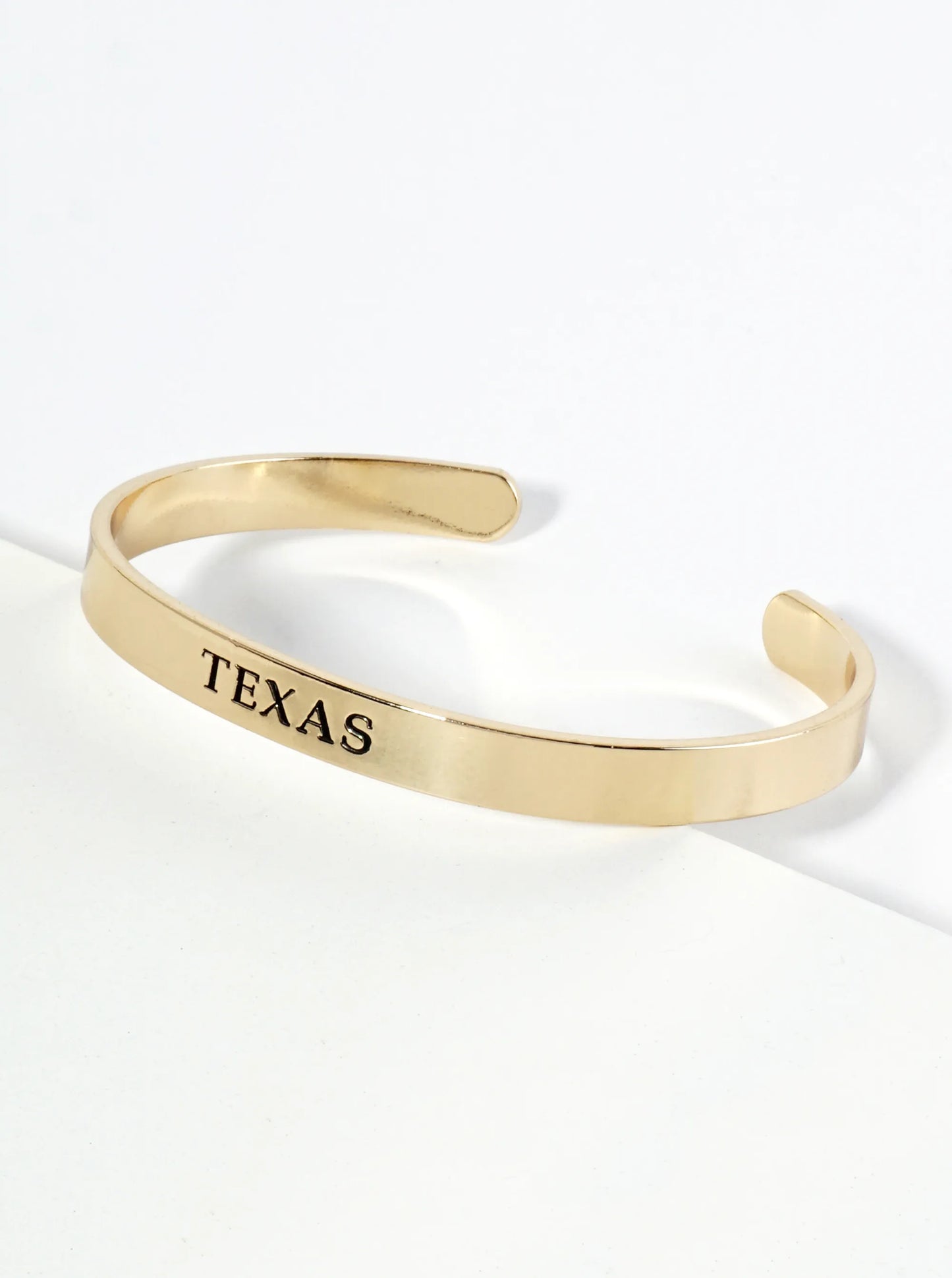 States Engraved 18K Gold Dipped Open Cuff Bangle Bracelet